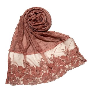 Designer Flower Premium Cotton Hijab - Maroon